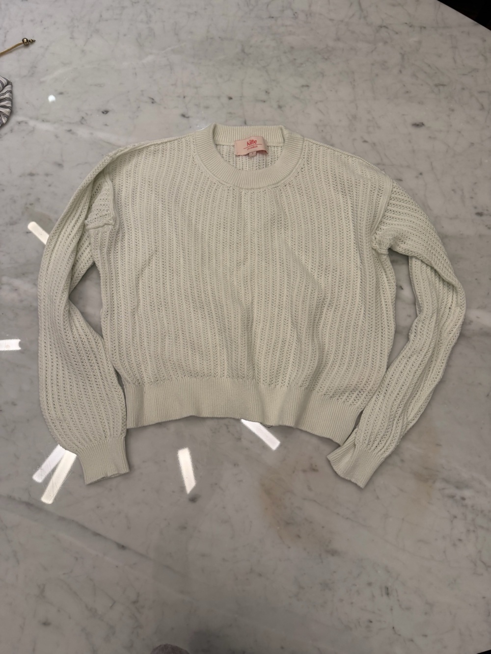 Women's Cream Crewneck Knit Sweater